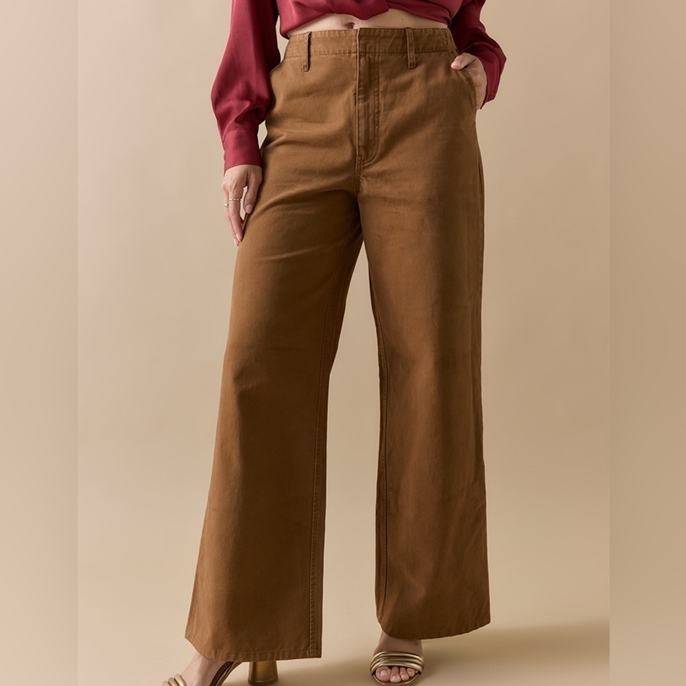 Francesca's Collections Brown Wide Leg Pants Aubrey Parks - Picture 2 of 7